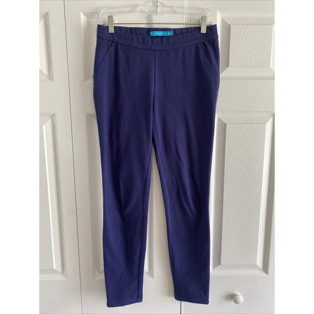 Tori Richard‎ Pull On Skinny Pants Womens Size 6 Purple Stretch Cotton Spandex
